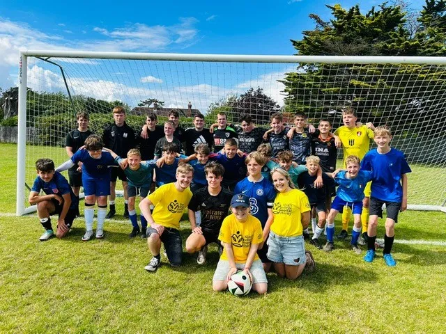 Albie's family and friends at their fundraising football match