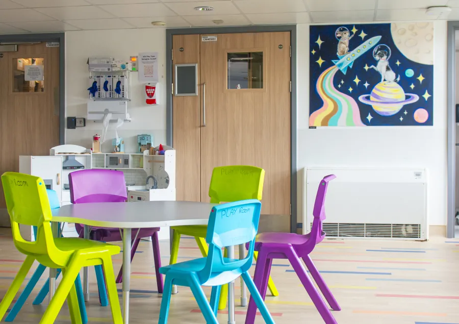 A picture of the light airy playroom