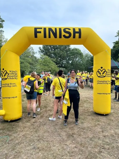 Hanan at the finish line of the Great Hospital Hike 2023