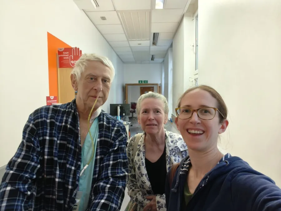 Tony in hospital with his family