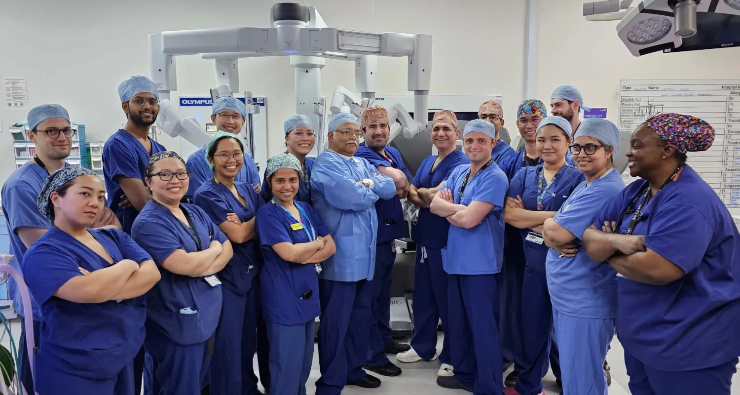 Picture of King's surgical team ahead of the first operation using the new robotic equipment