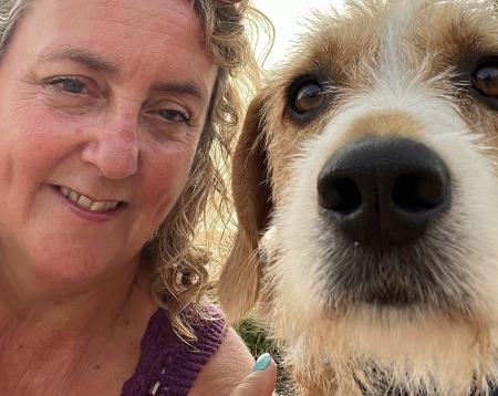 Sue Hinton with her dog
