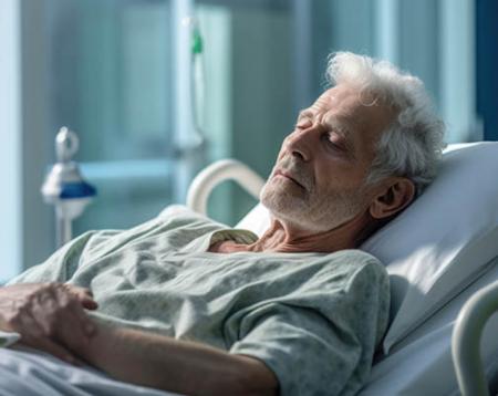 Picture of a man asleep in hospital bed