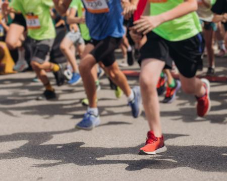 Runners feet on tarmac