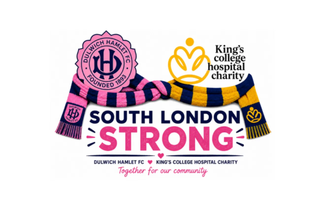 Logo of partnership between Dulwich Hamlet FC and King's College Hospital Charity