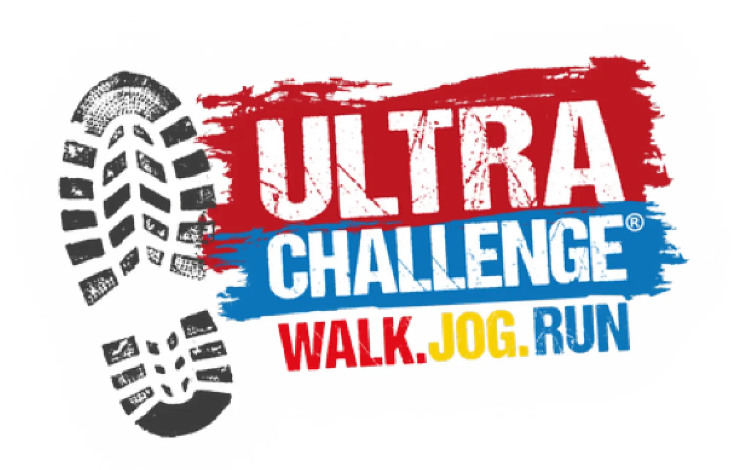 Ultra Challenge logo with footprint and the words Walk Jog Run