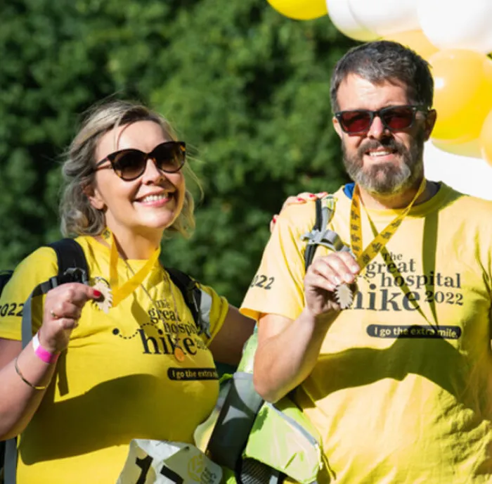 People at the end of a charity walk