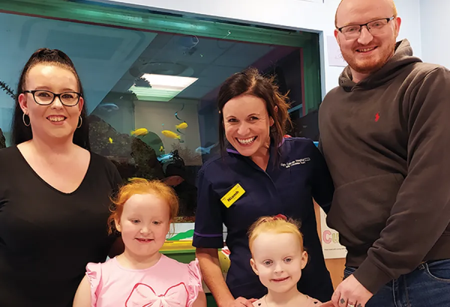 Picture of Lola Rose and family standing with matron Niamh Whelan at King's