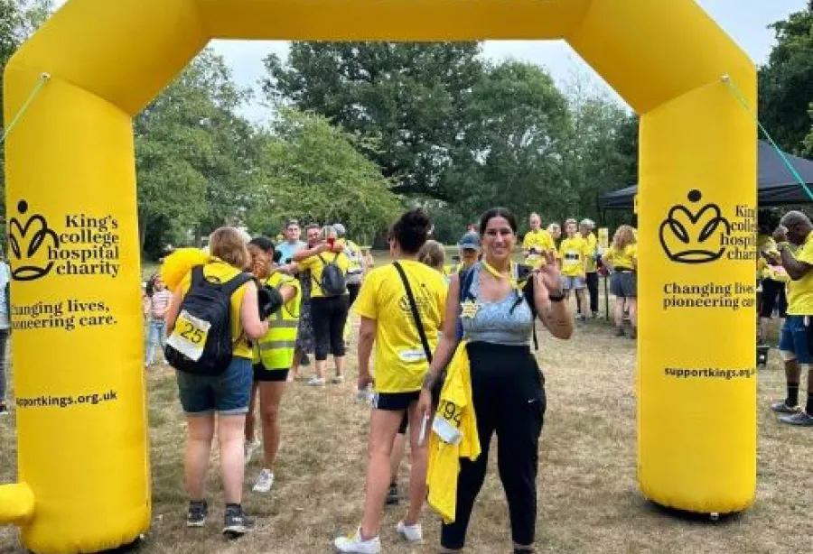 Hanan at the finish line of the Great Hospital Hike 2023