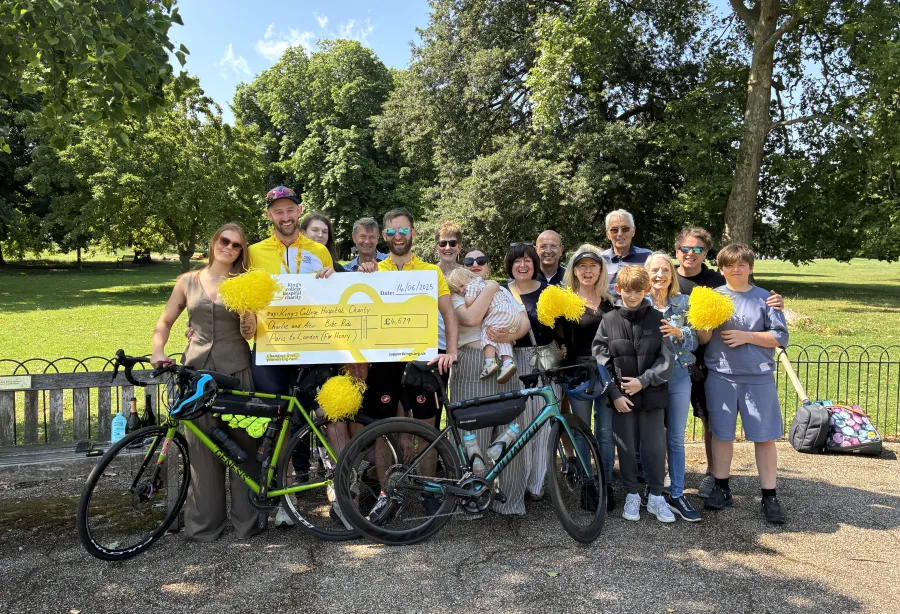 Charlie and Alex with family after bike ride