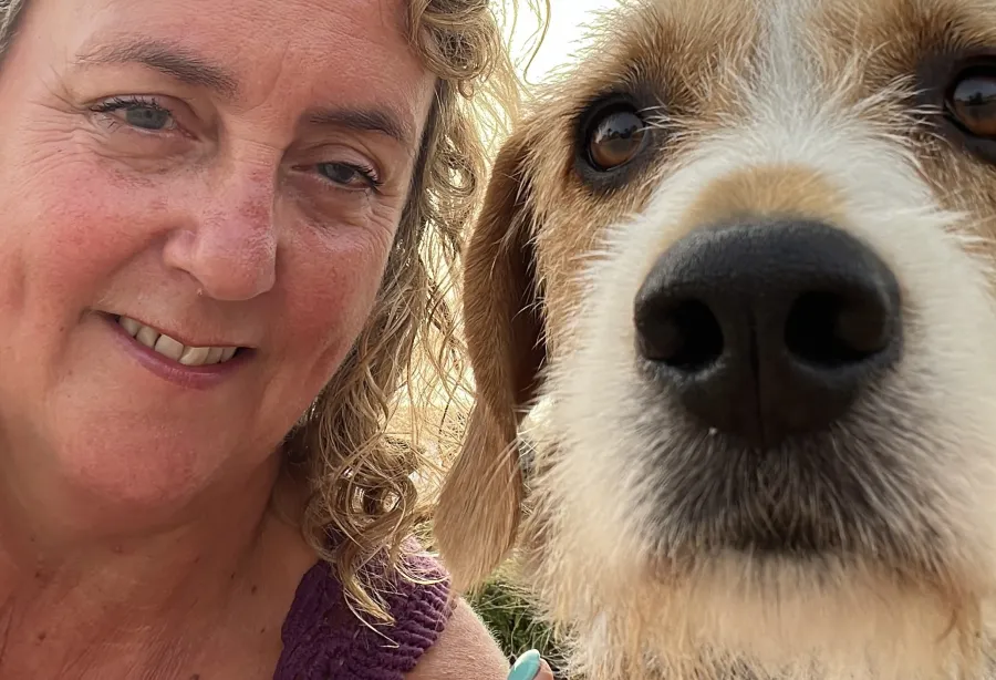 Sue Hinton with her dog